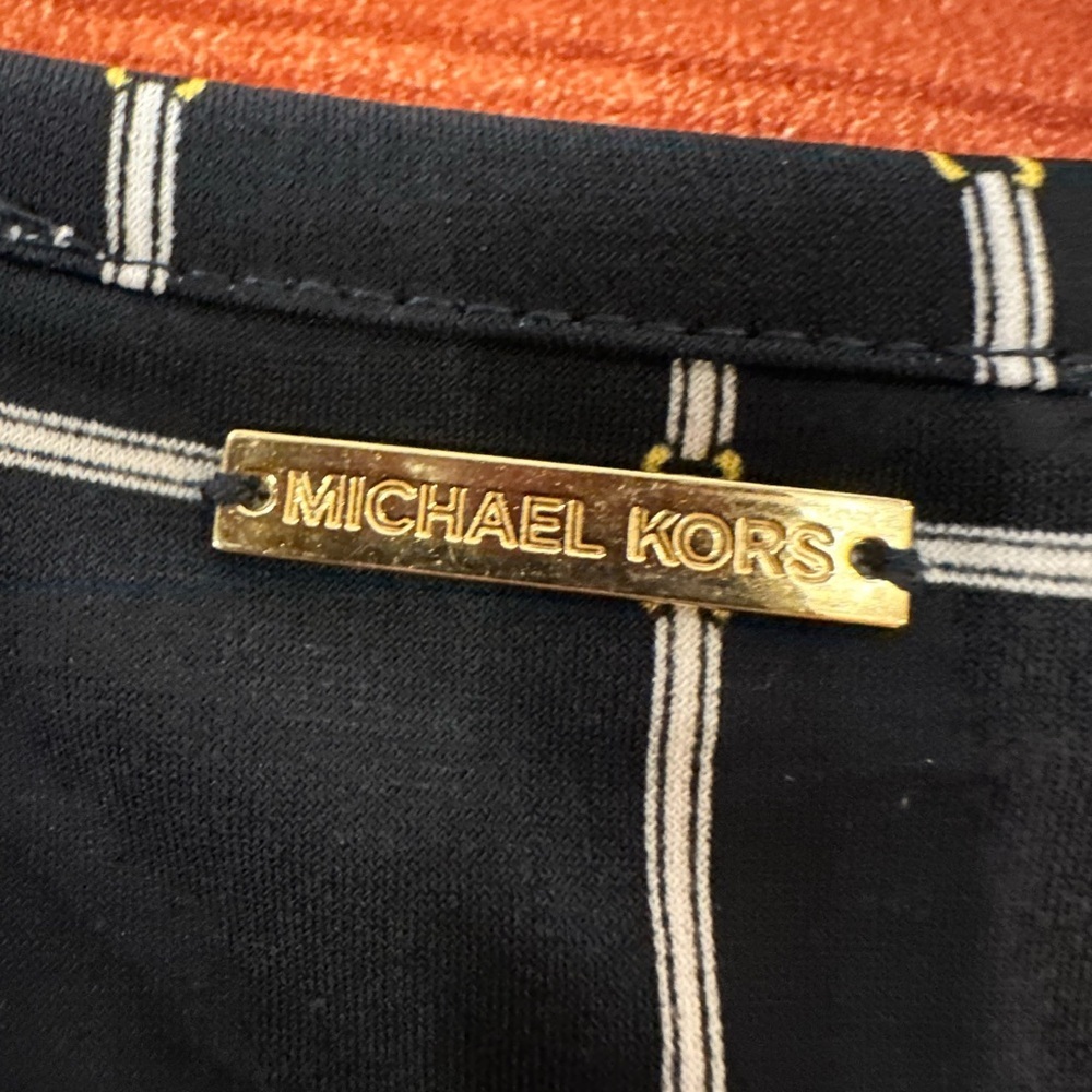 Michael Michael Kors Dress 2X Navy Chain Grid Print Shift Midi NWT - Picture 11 of 11